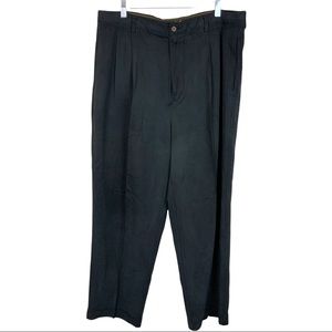 Tommy Bahama Cuffed Pleated 100% Silk Pants In Black Size 38